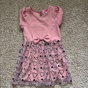 Pink Babydoll Dress with Cap Puff Sleeves and Ruffled Skirt